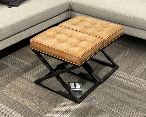 [7389] Kirkham Tufted Leather Stool